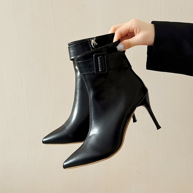Womens Pointed-toe Stiletto Short Booties