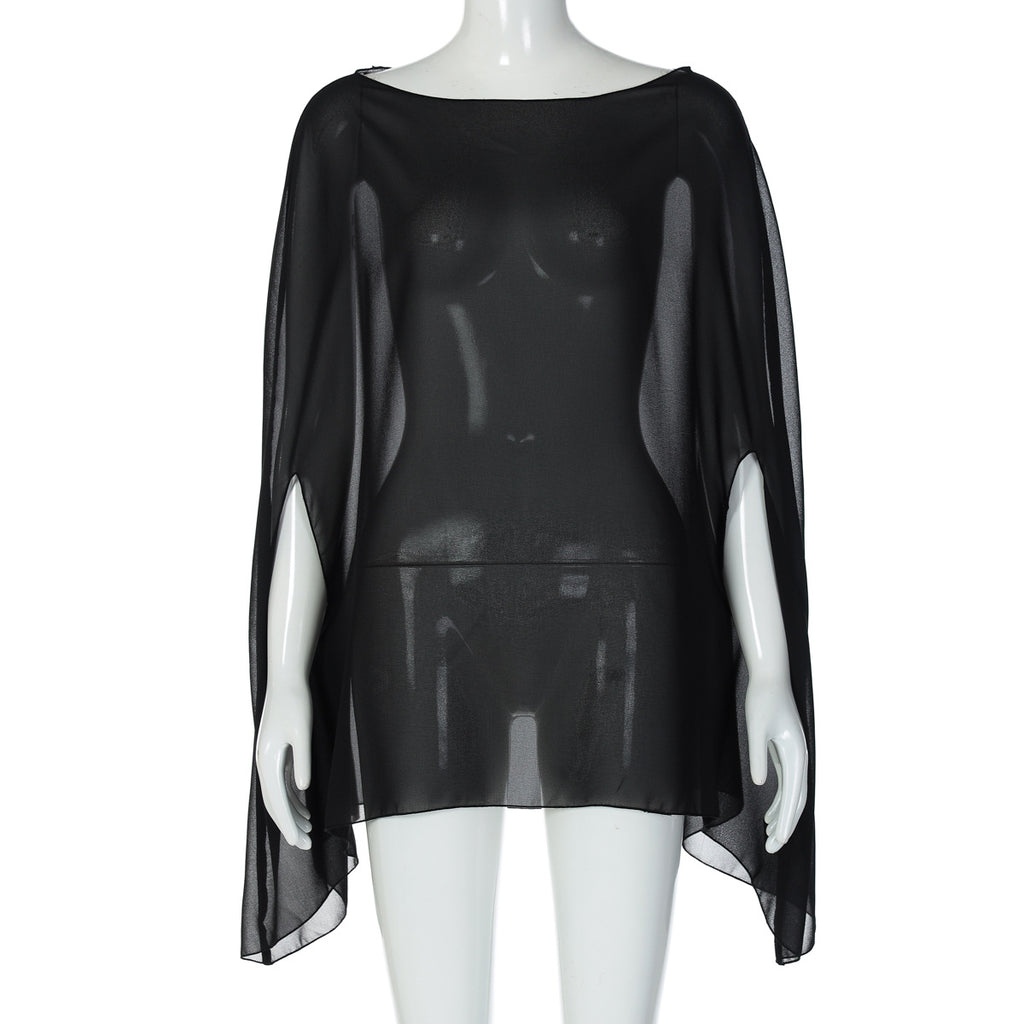 Loose-Fitting, Versatile Plus-Size Womens Chiffon Pullover Tunic