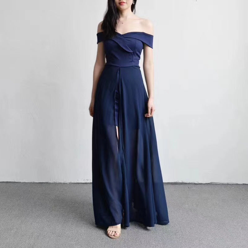 Slim Fit Temperament Sheath Chiffon Split Dress Women