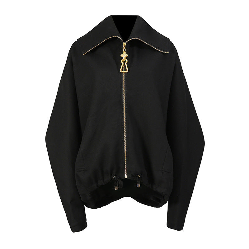 Heavy Embroidery Patchwork Loose Drawstring Silhouette Jacket