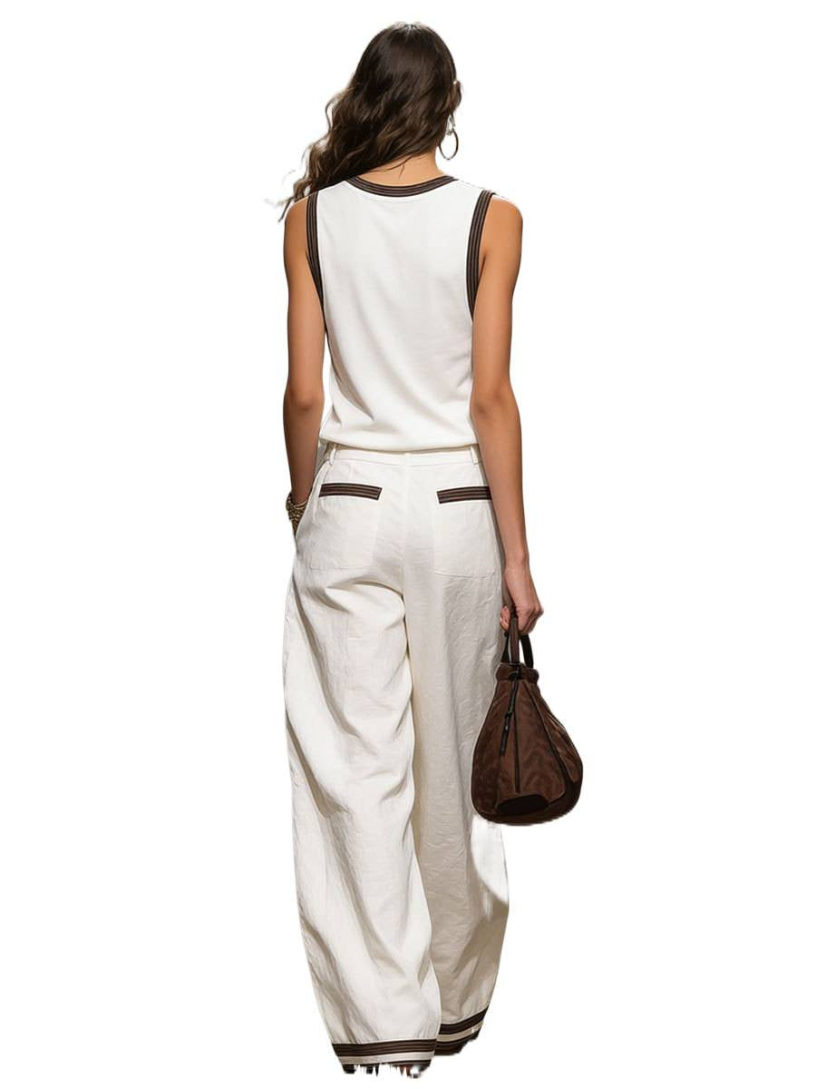 Solid-color Casual Comfortable Minimalist Linen Two-piece Set