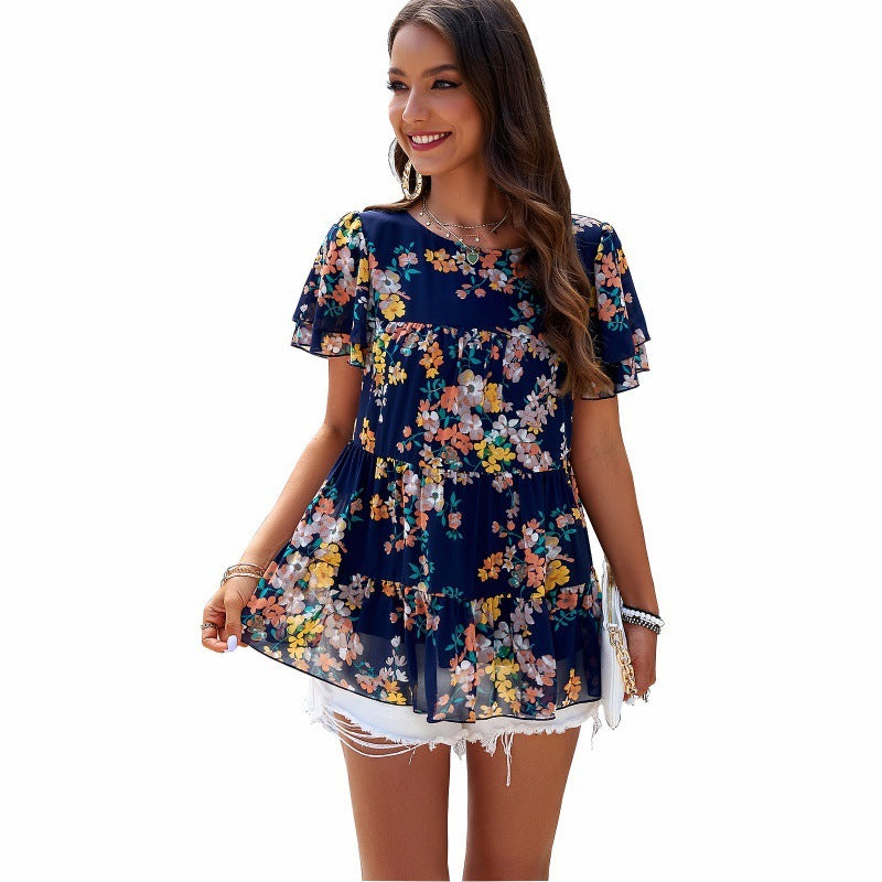 Holiday Leisure Printed Crew Neck Top