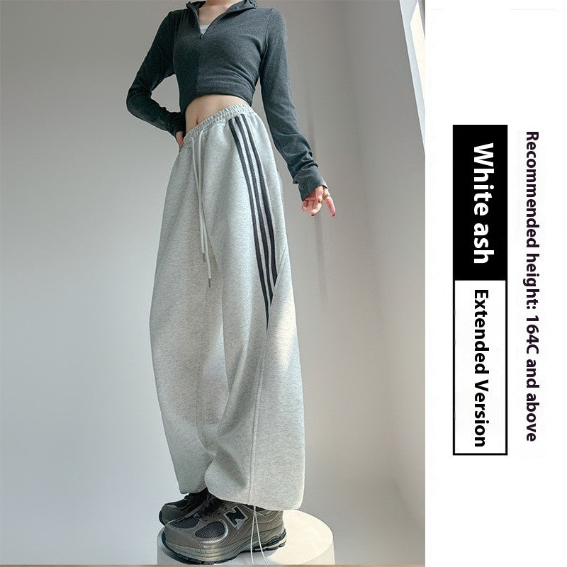 High Waist Slimming And Straight Sweatpants Casual Laid-back Style Wide Leg Pants