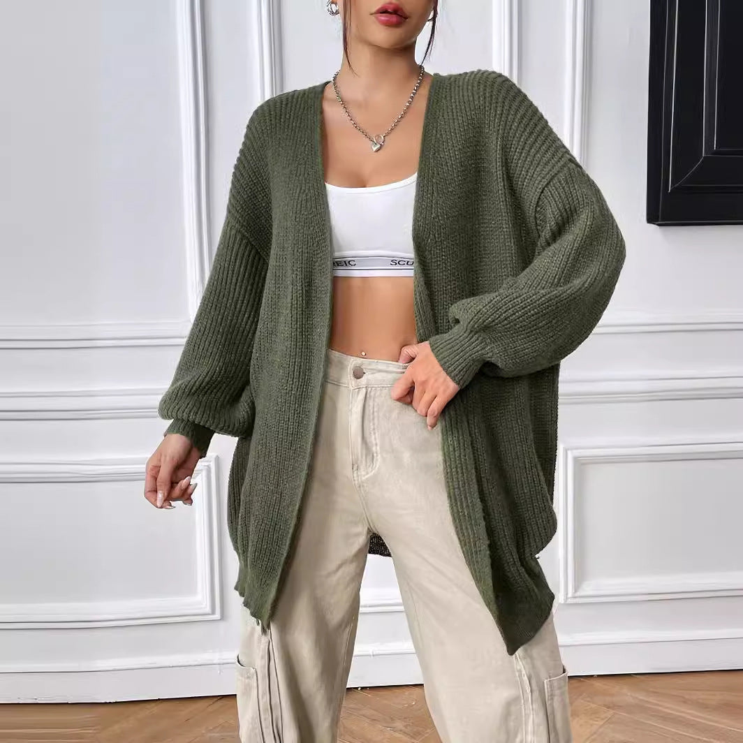 Casual Solid-color Sweater Cardigan For Fall And Winter