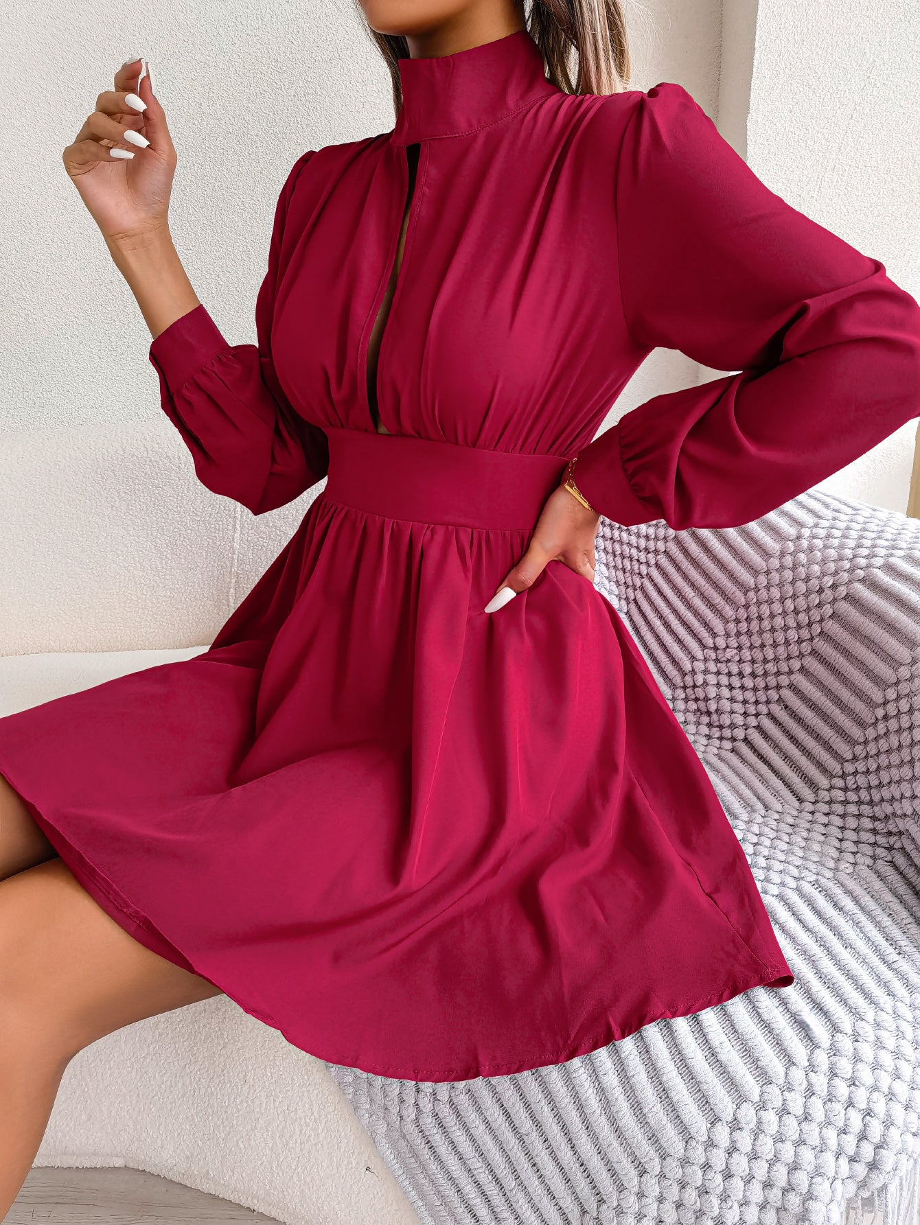 Sexy Cutout Tie Waist Flowy Dress