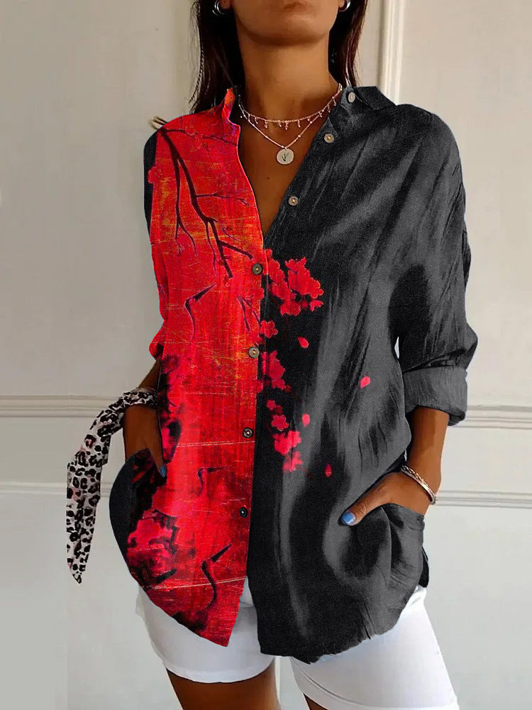 New Women's Long Sleeved Shirt For Summer Fashion, 3D Printed Shirt With Floral Pattern