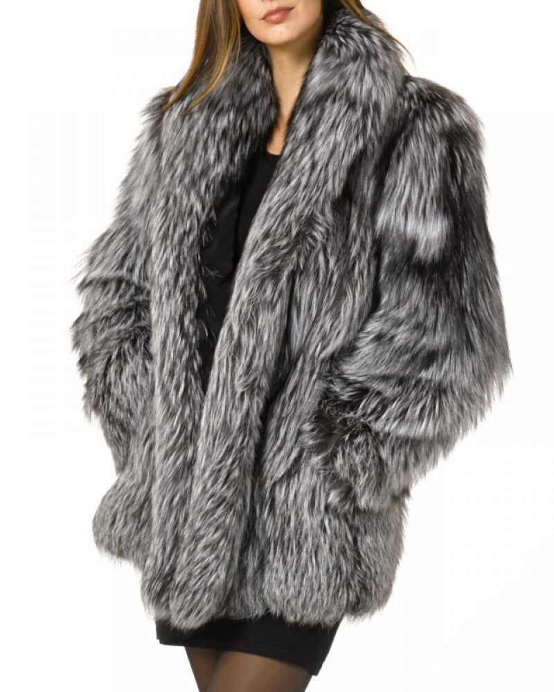 New European And American Stylish Fox-fur Lapel Coat
