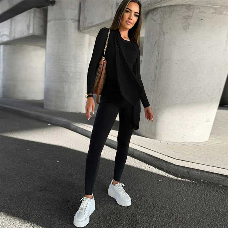 Round Neck Commute Style All-match Tight Slimming Long Sleeve Top