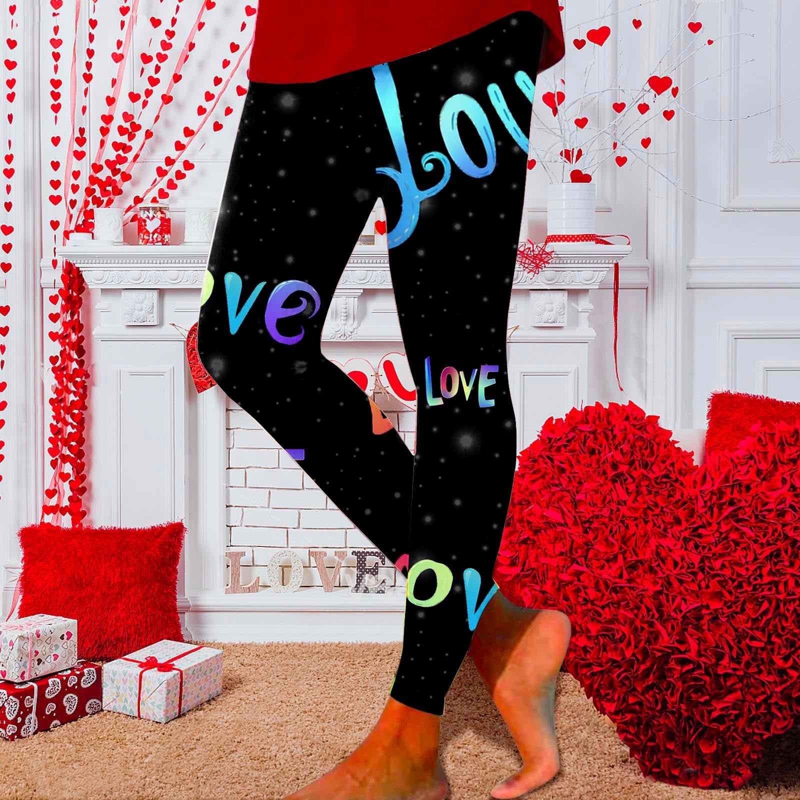 European And American New Personalized 3D Digital Printing Valentine's Day Series Yoga Pants