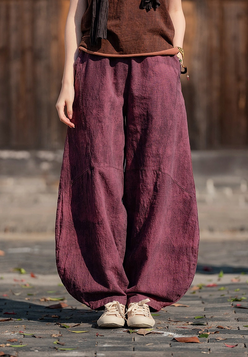 Artistic Retro Cotton And Linen Women's Distressed Loose Casual Pants