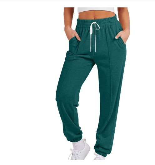 Women's Casual Drawstring Solid Color Sports Jogger Pants