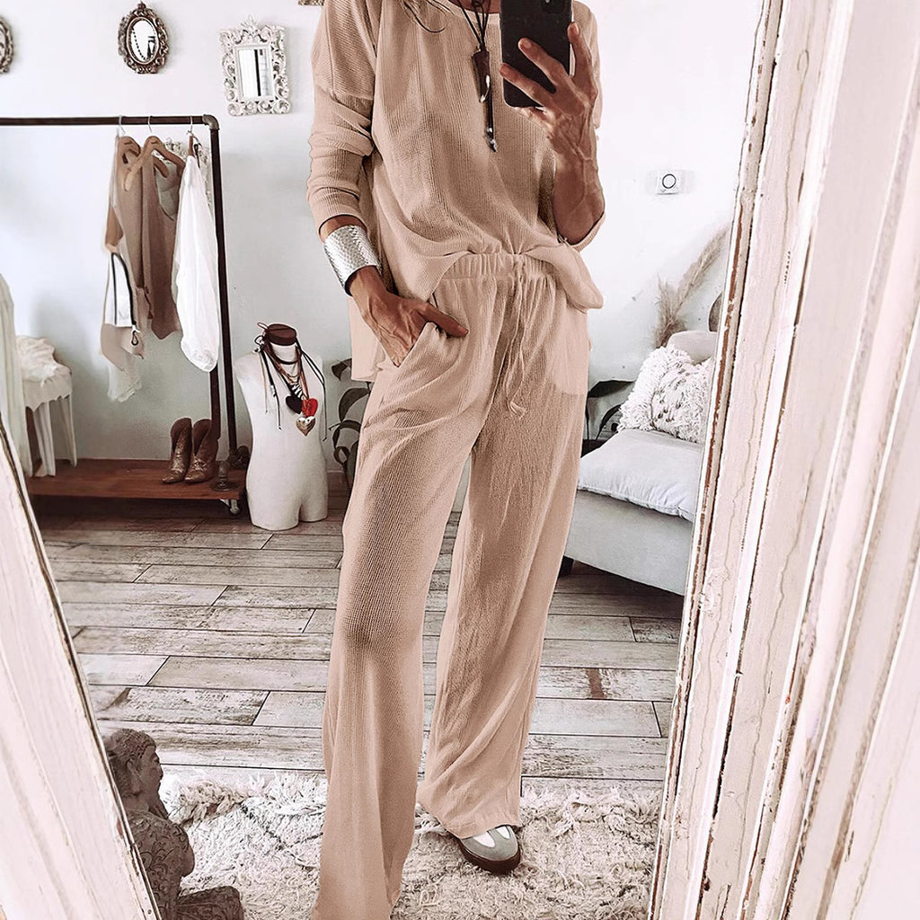 Simple Versatile Relaxed-fit Textured Casual Set