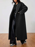 Women's Wool Coat Fashion Long Sleeve Lapel Long Coat