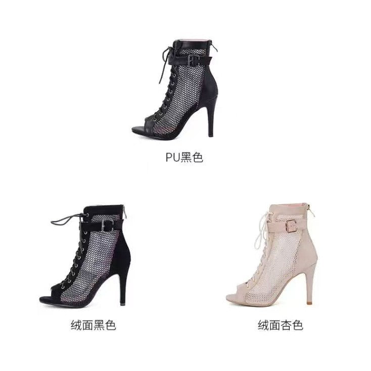 Cutout Lace-up Ankle Boots Dance Shoes Modern Style