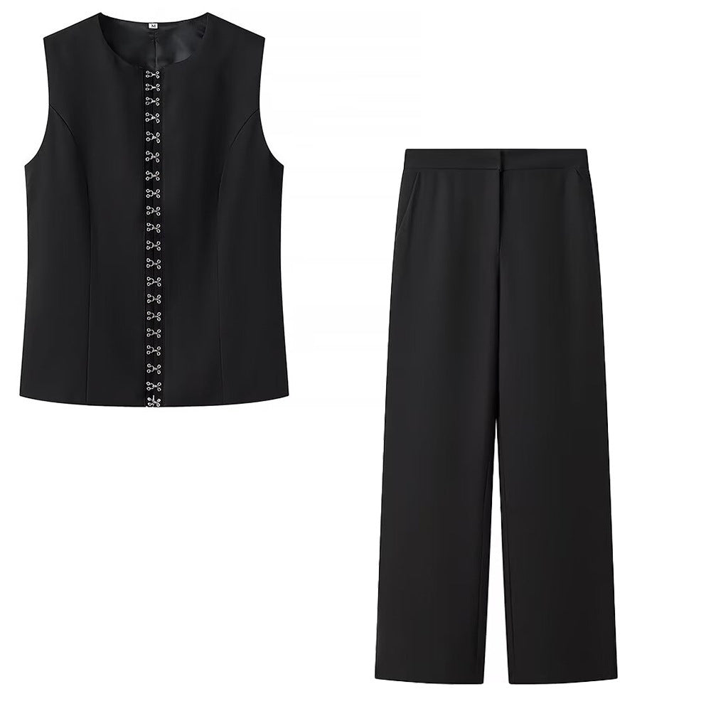 Round Neck Sleeveless Vest Fashion Casual Pants Suit