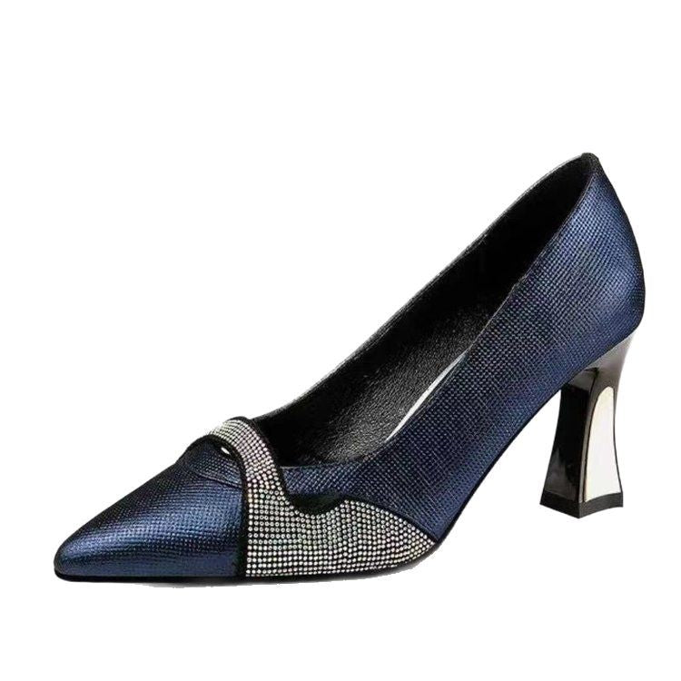 Womens Elegant Pointed-toe Chunky-heel High Heels