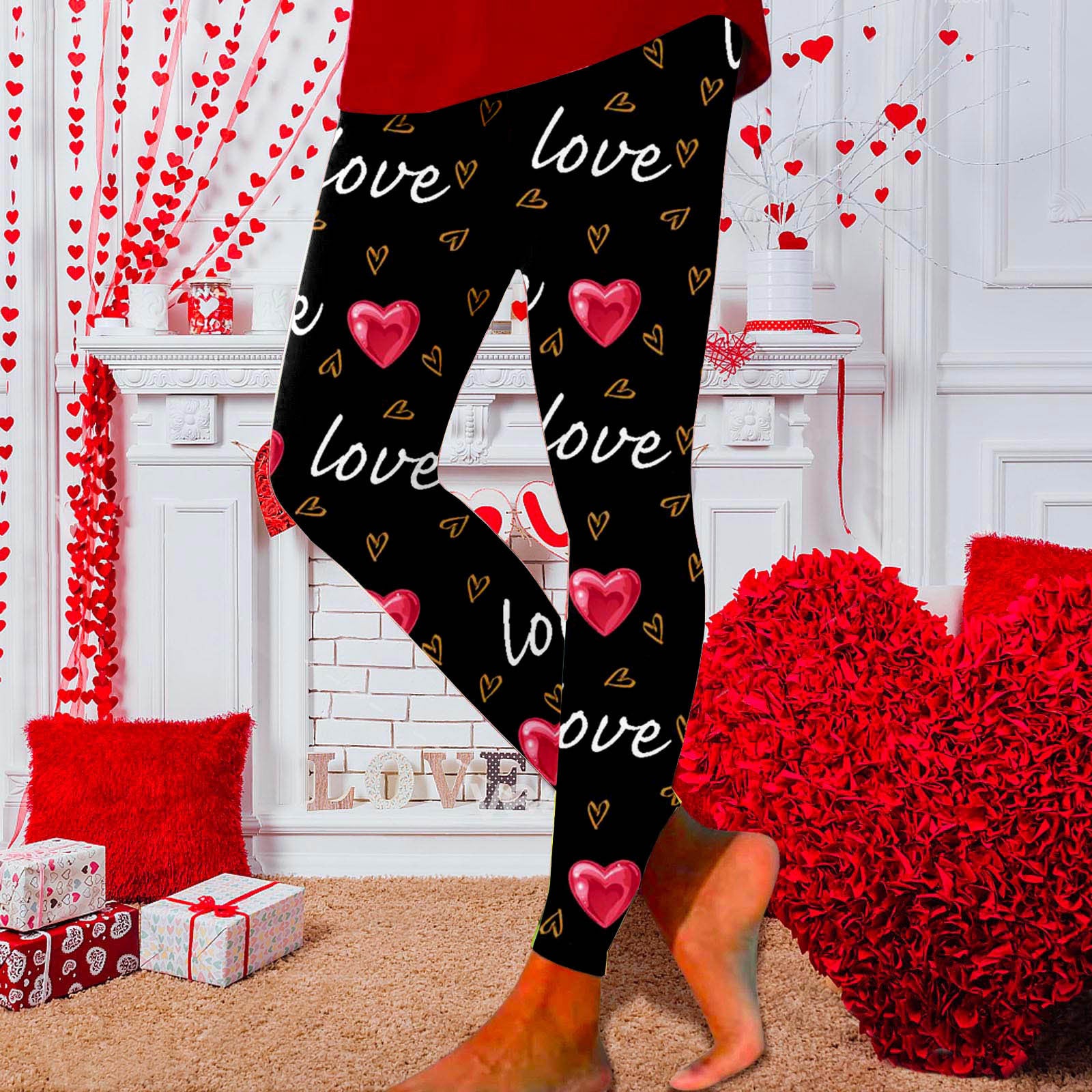 European And American New Personalized 3D Digital Printing Valentine's Day Series Yoga Pants