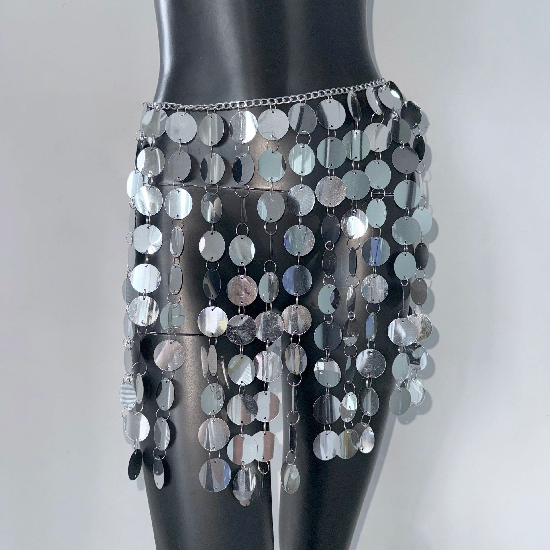 Skirt Geometric Hand Stitching Sequin Skirt