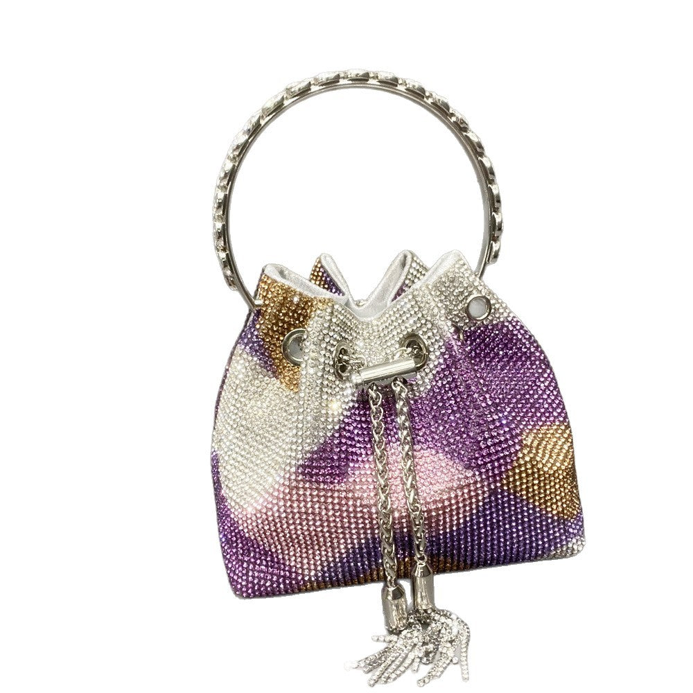 Diamond-embellished Handle Tote Bag With A Single-shouldercrossbody Strap