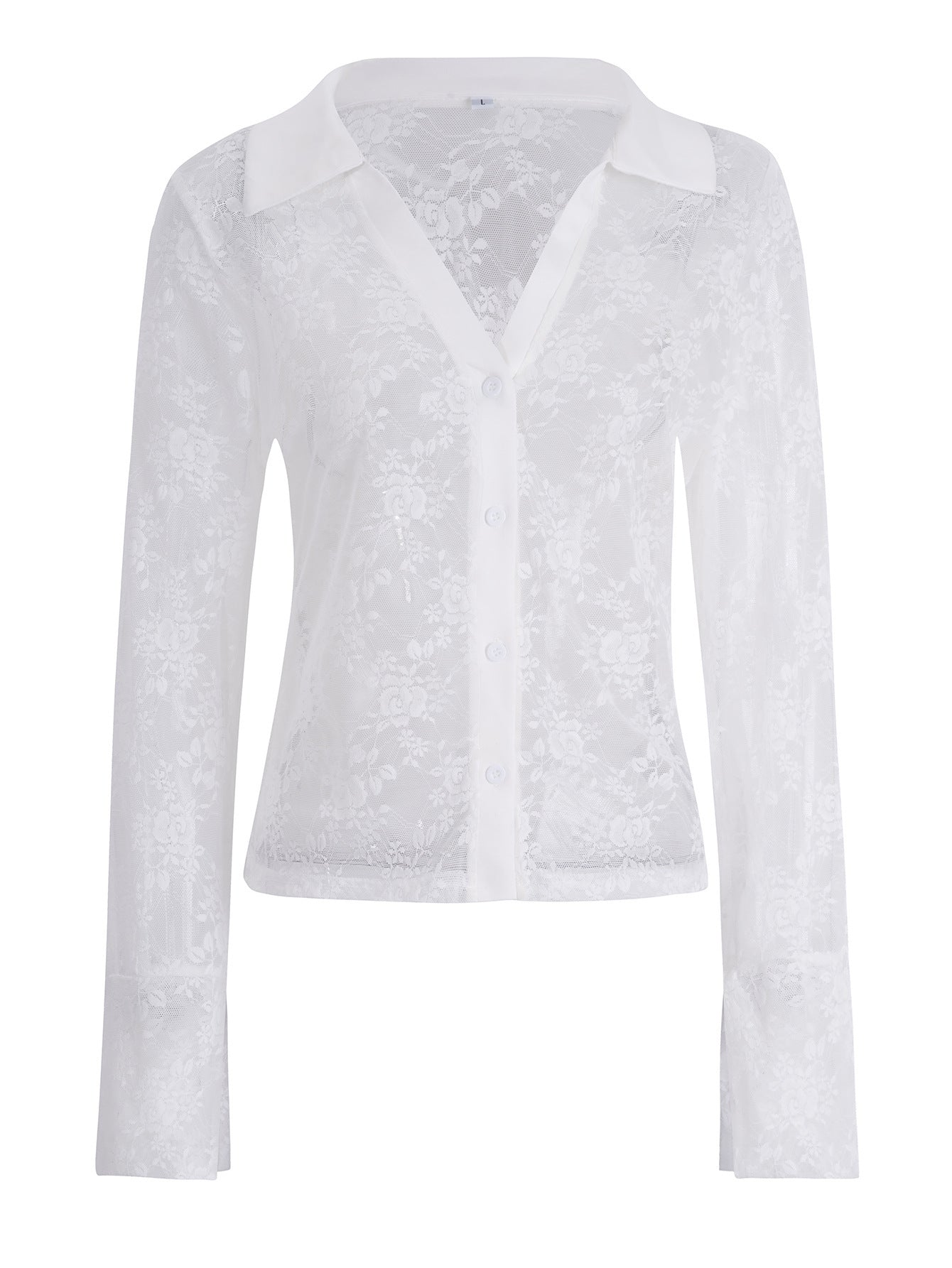 V Hot Girl Style Hollow Lace Cardigan Long Sleeve Top Women's Clothing