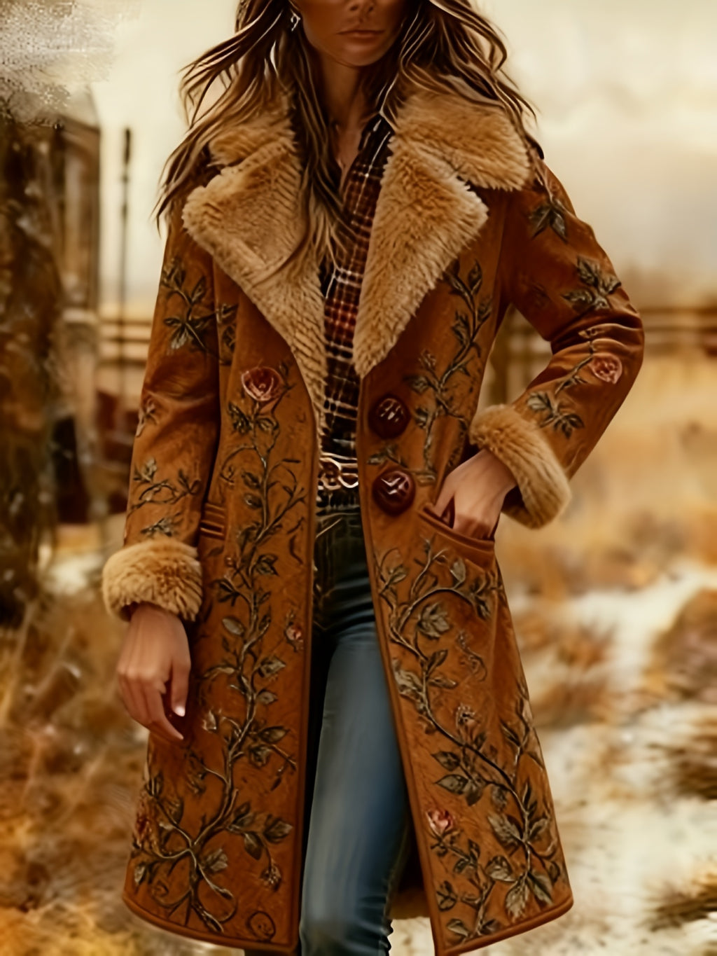 Women's New Long Sleeved Large Woolen Overcoat