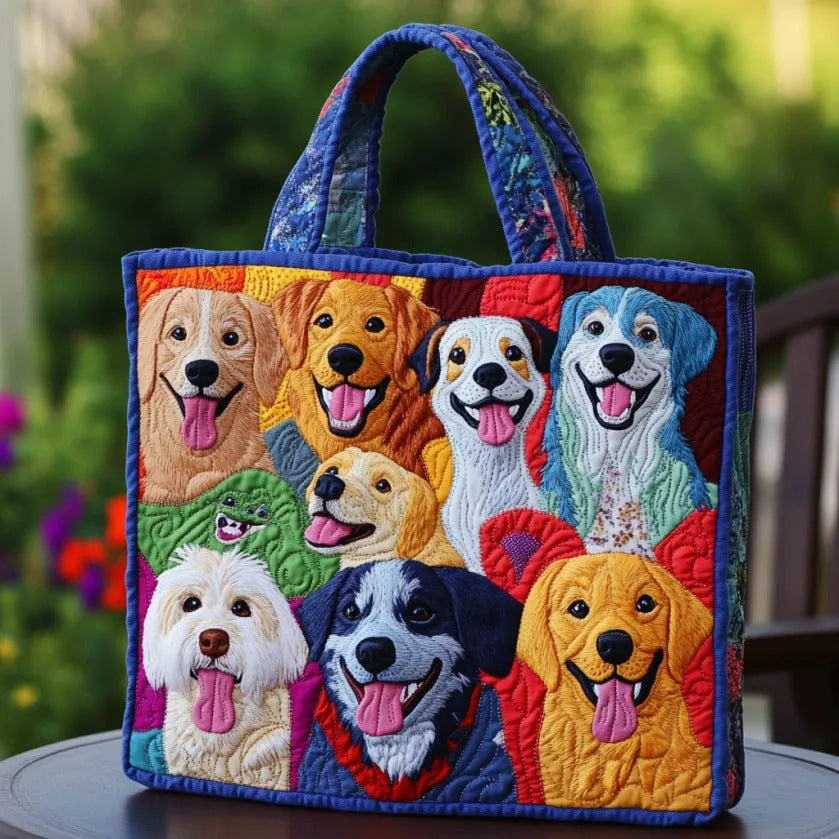 300g Canvas Dog-Printed Tote And Shoulder Bag