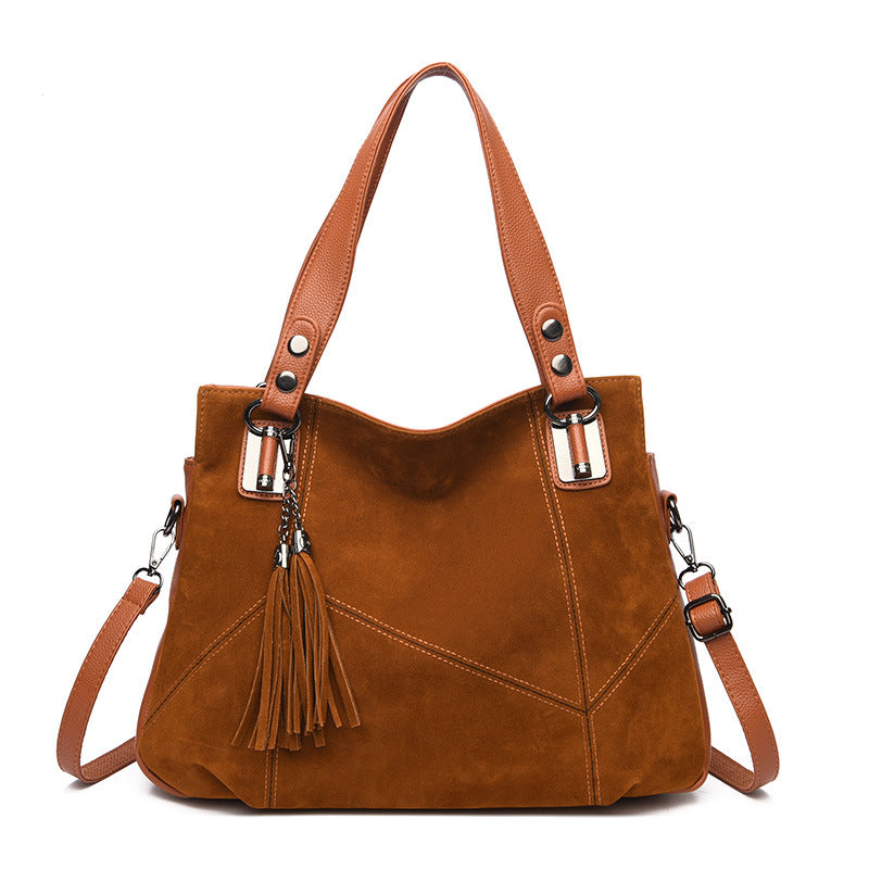 Retro Tassel Zipper Suede Crossbody Bag