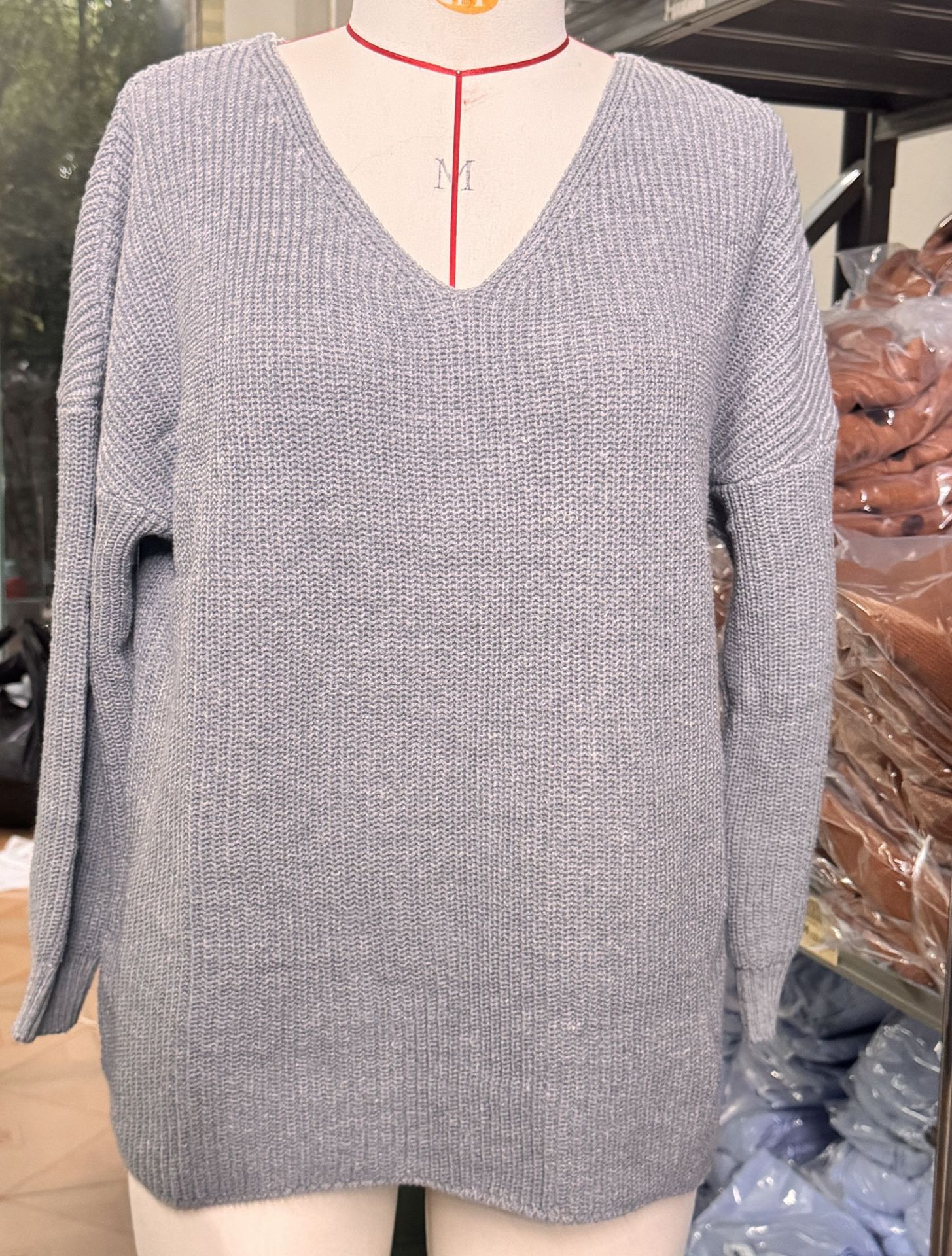 V-neck Loose-fitting Long-sleeve Sweater