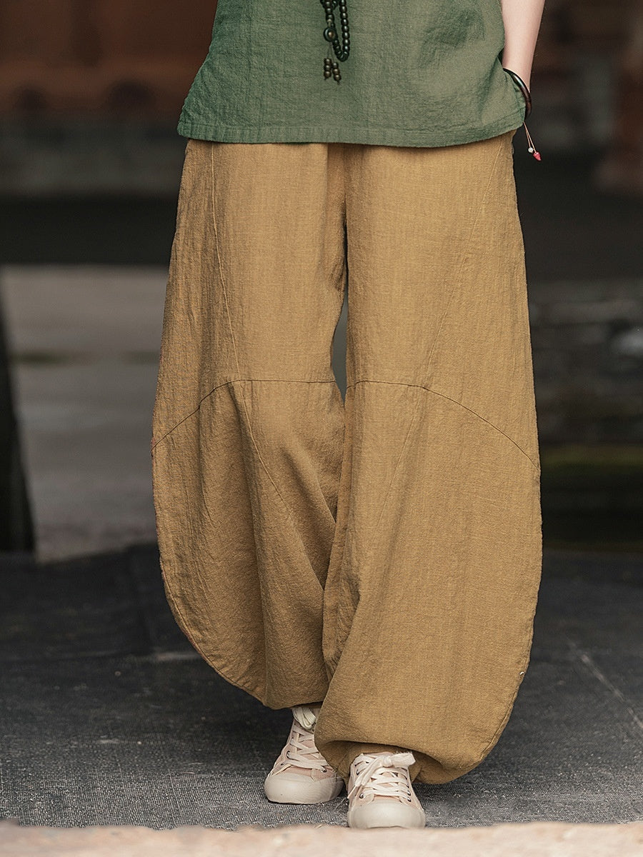 Artistic Retro Cotton And Linen Women's Distressed Loose Casual Pants