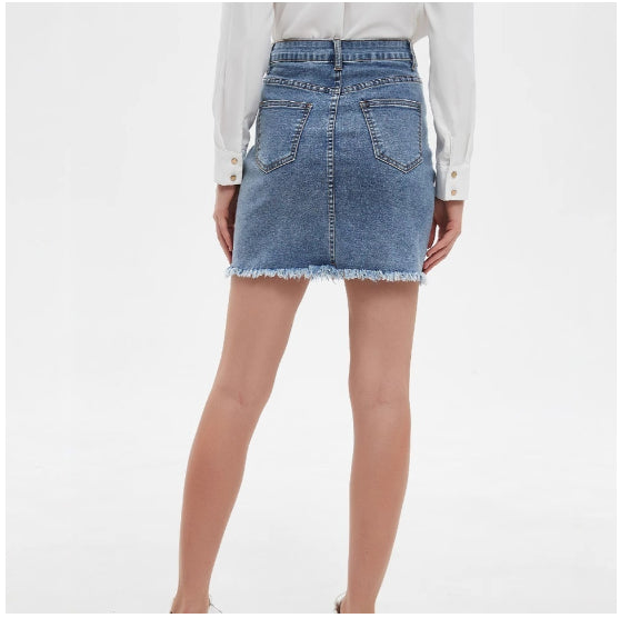Retro Embroidered Denim Skirt