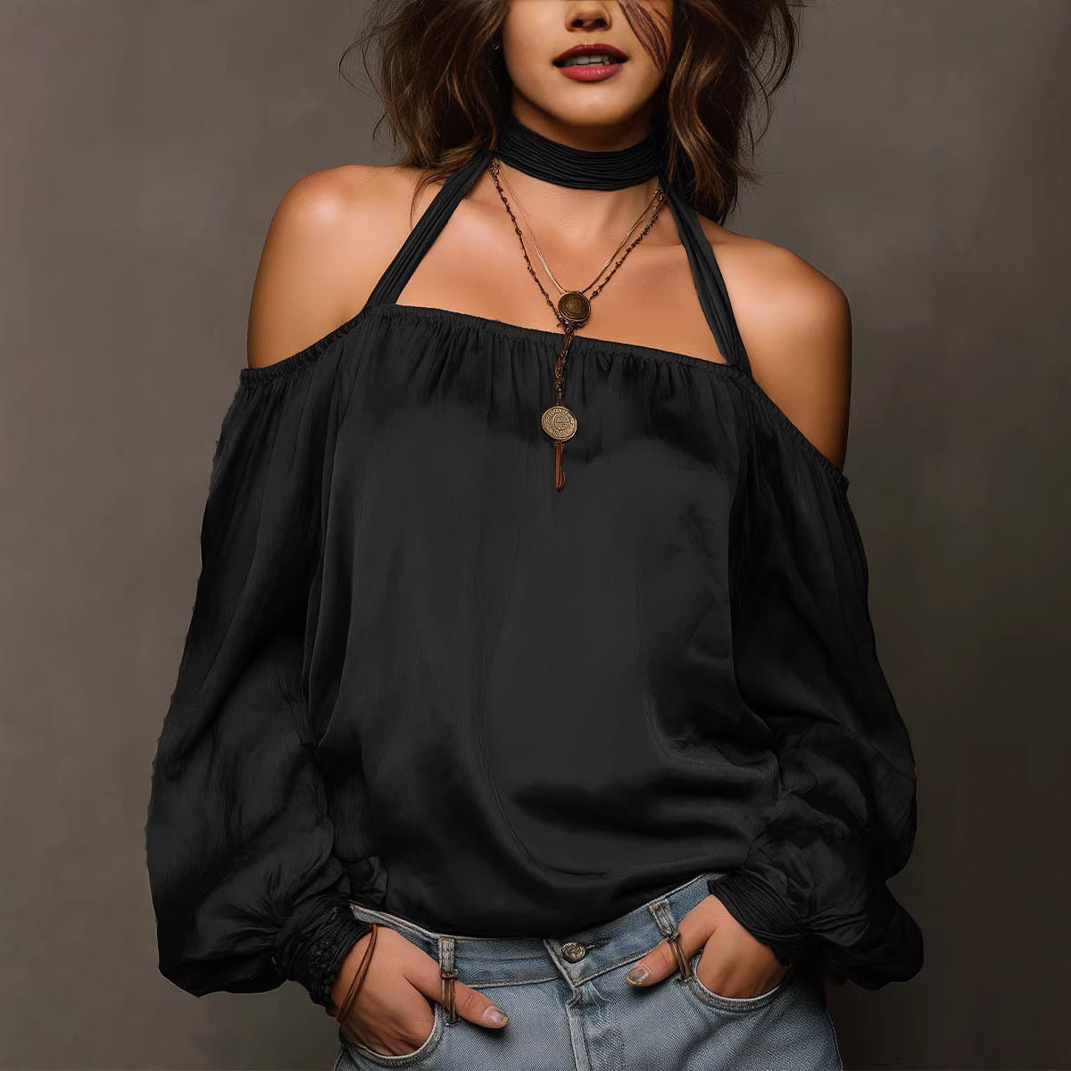 Stylish Casual Off-shoulder Satin Top