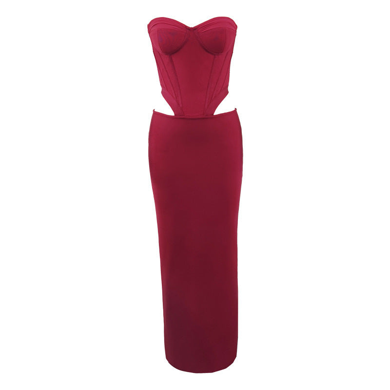 Design Tube Top Fishbone Bandage Dress Slim Fit