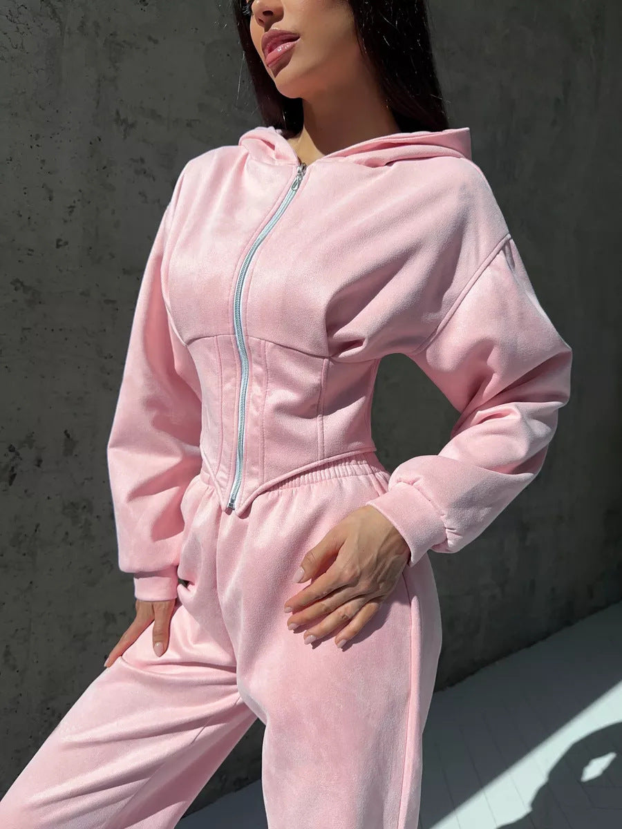 Waist Hooded Sweater Trousers Suit Sports And Leisure