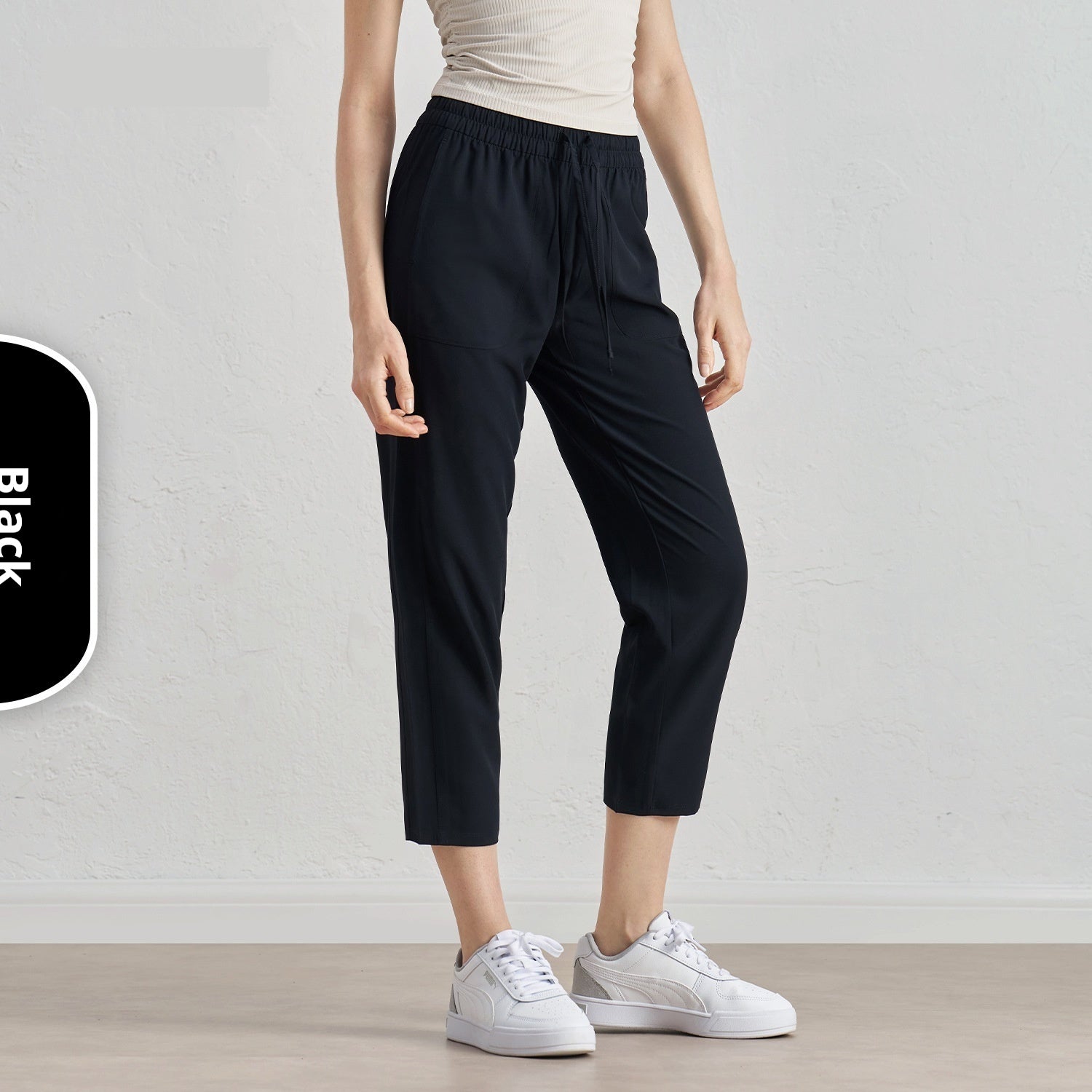 Quick-drying Track Pants Straight Harem Tappered Daddy Pants Drawstring Cigarette Pants 9 Points