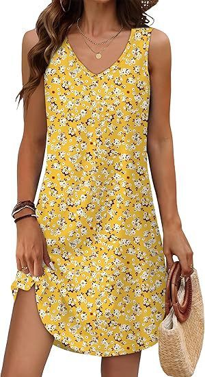 Loose Casual V-neck Flower Holiday Dress