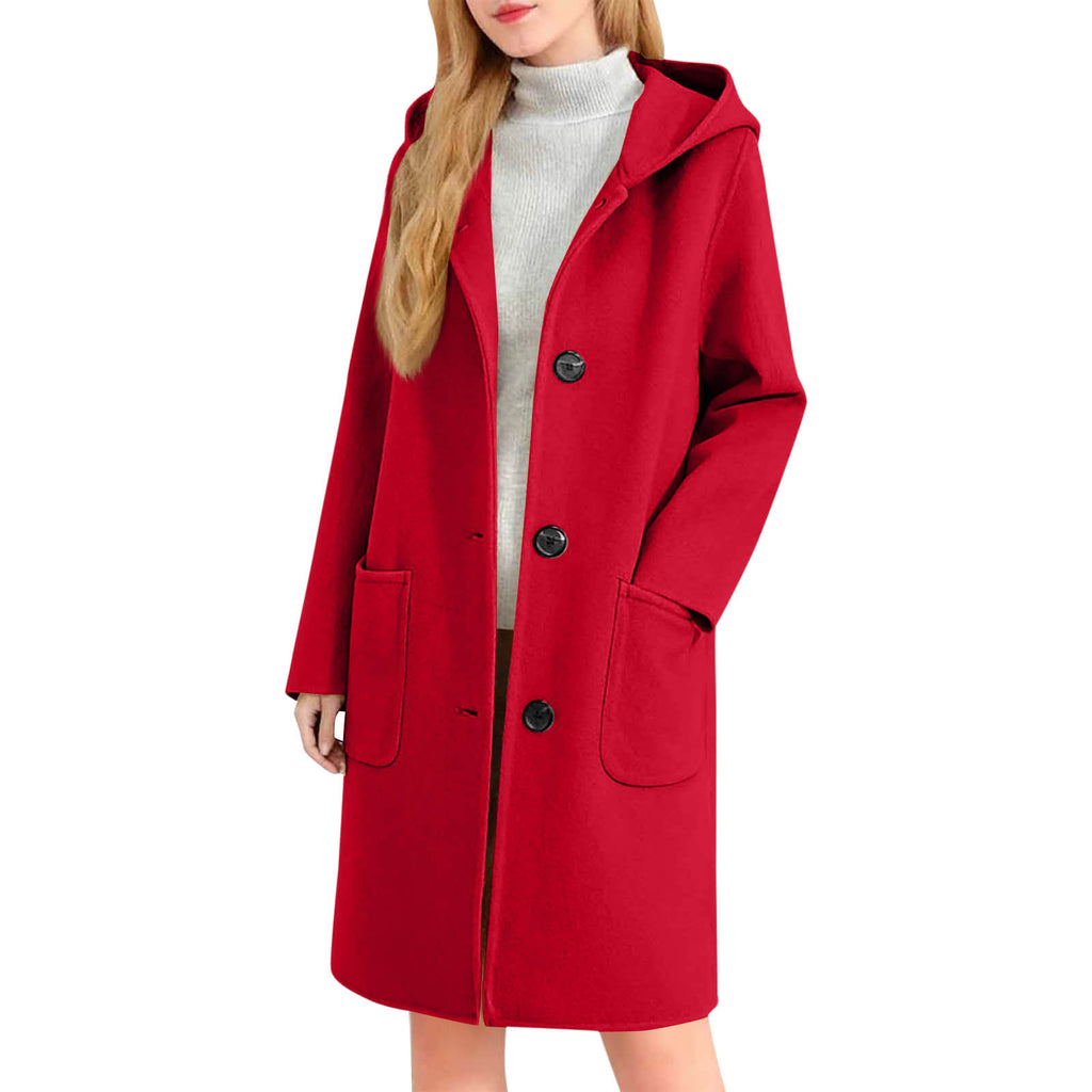 Womens Double-Faced Wool Coat With Hood