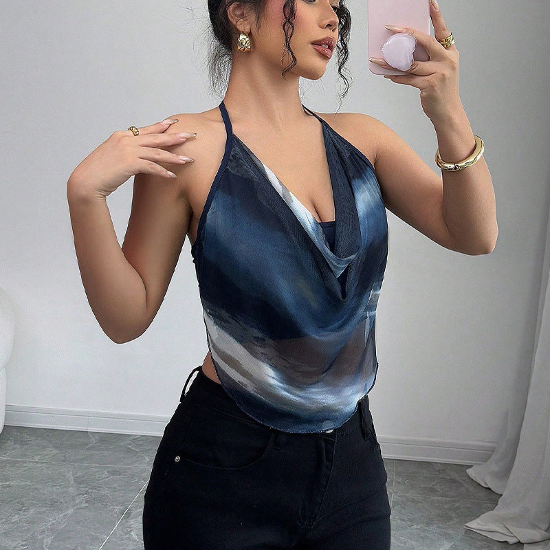 Women's Sexy European And American Style Straps Tulle Halter Vest