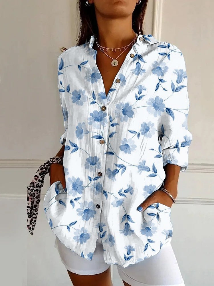 New Women's Long Sleeved Shirt For Summer Fashion, 3D Printed Shirt With Floral Pattern
