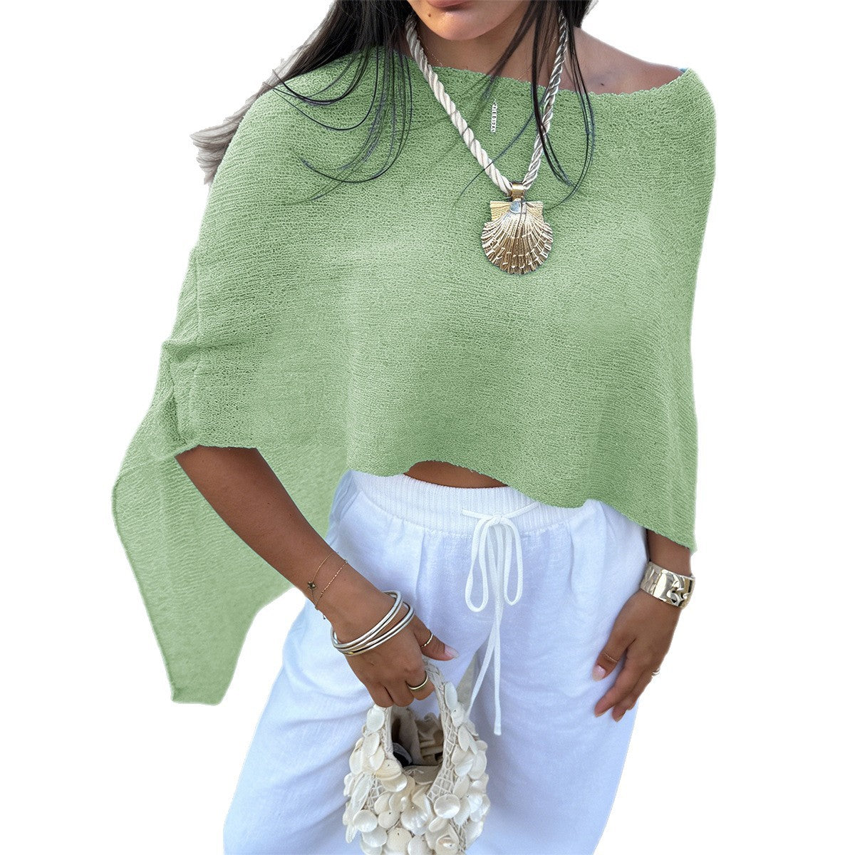 Versatile Semi-sheer Shawl Top