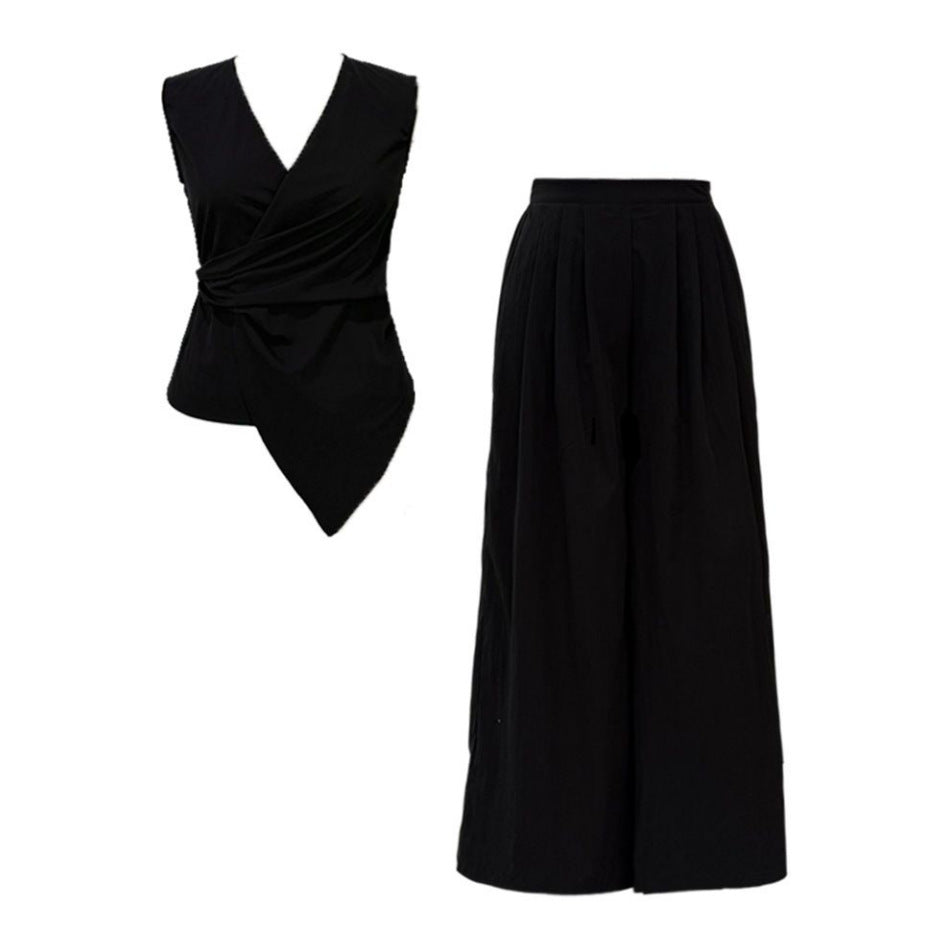 Sleeveless Waist-Cinching Slimming Set With Long Skirt