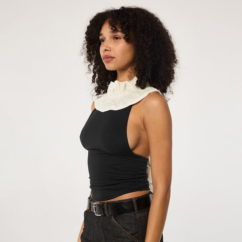 European And American Halter Sleeveless Backless Sexy Slim Top For Women