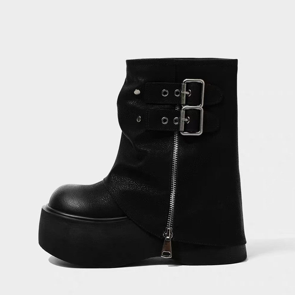 Retro Thick-soled Martin Boots For Women, Height-increasing Leg Tube Boots