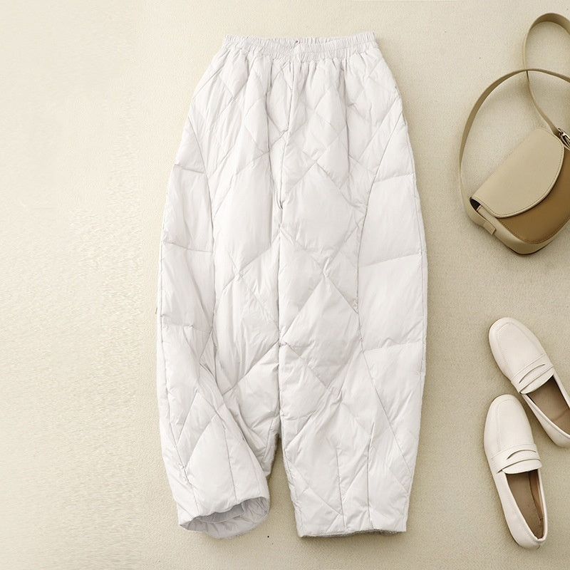 Outer High-end Loose Quilted High Waist Pants