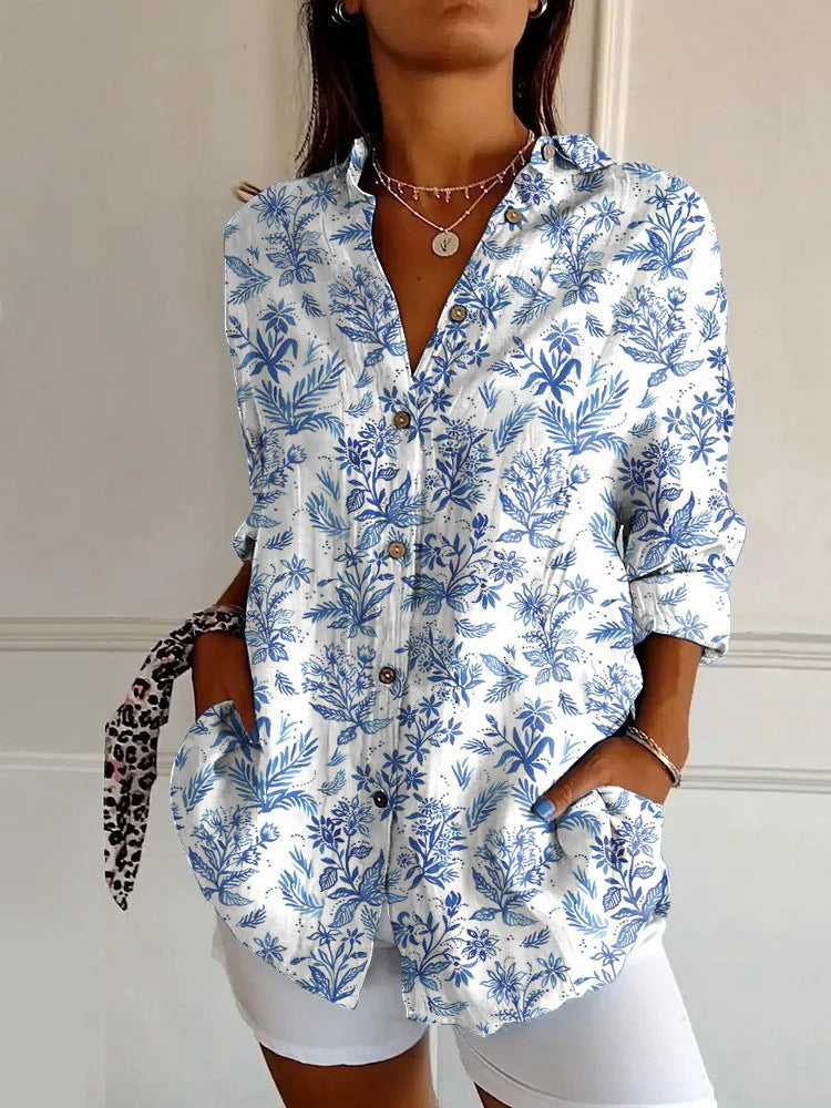 New Women's Long Sleeved Shirt For Summer Fashion, 3D Printed Shirt With Floral Pattern