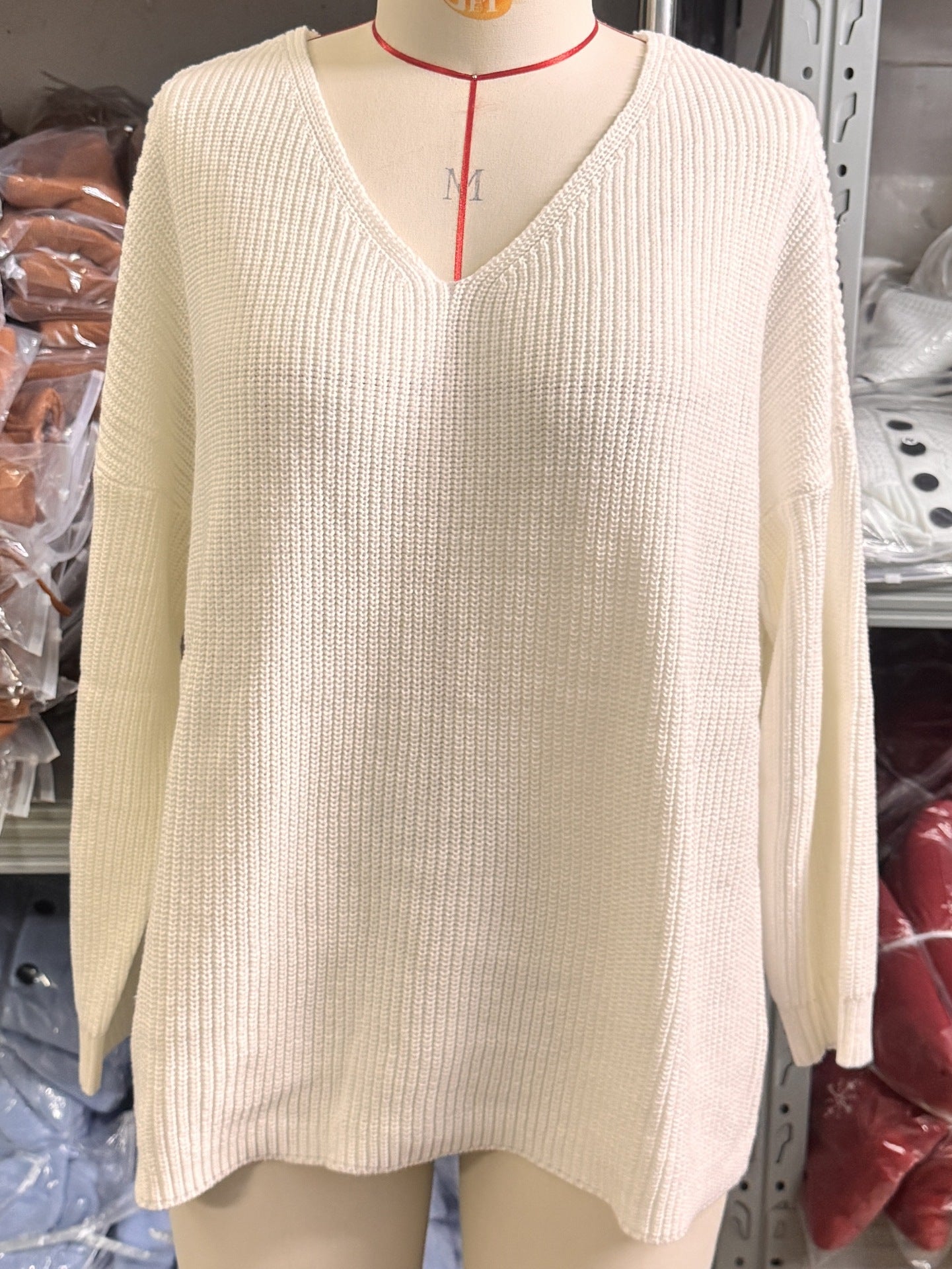 V-neck Loose-fitting Long-sleeve Sweater