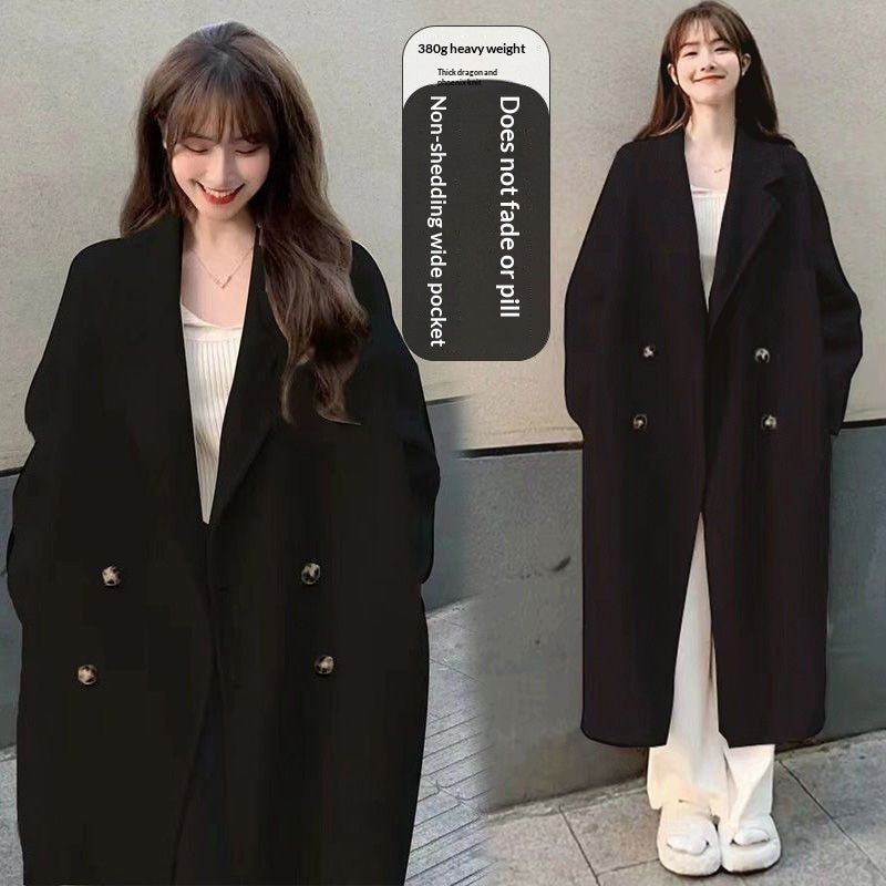 Women's Solid Color Casual Versatile Mid-length Wool Coat