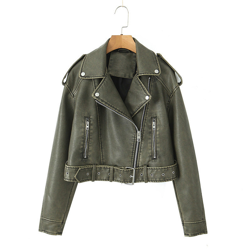 Retro Spring And Autumn Fashion New Versatile Leather Jacket