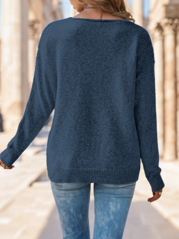 Women's Solid Color Long Sleeved Sweater