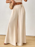 Stylish And Elegant Mid-rise Wide-leg Pants With A Flared Hem