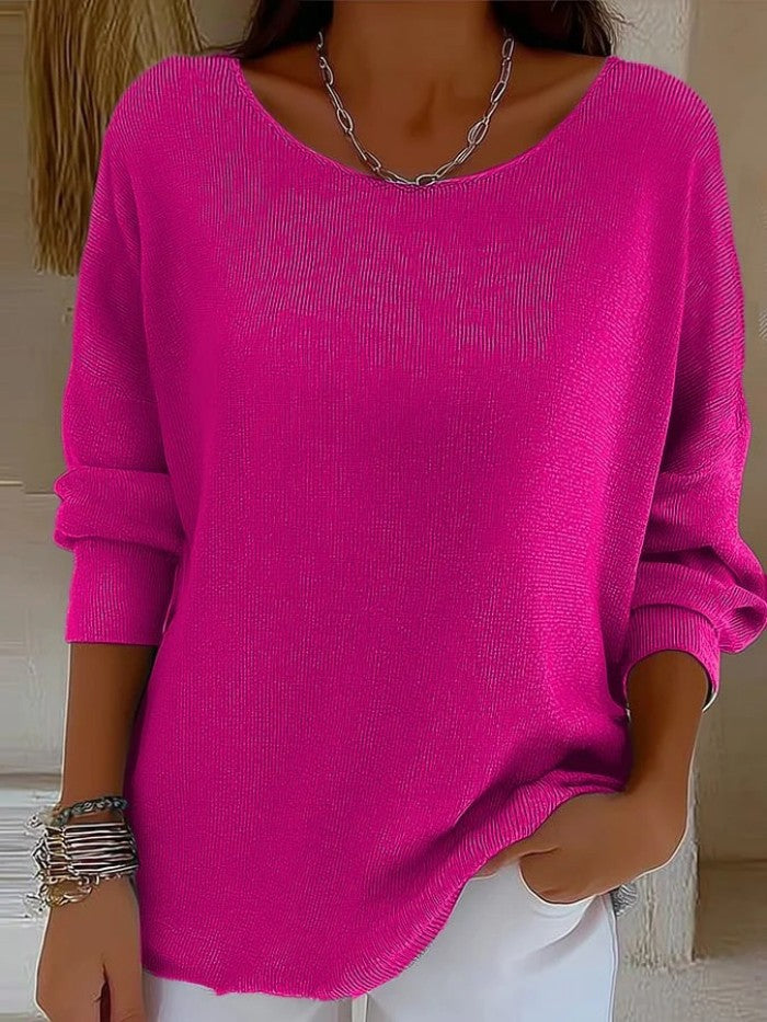 Crew-neck Long-sleeve Pullover Top
